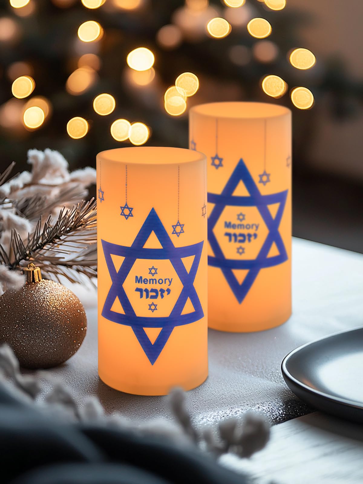 ONEIHOMM Yahrzeit Memorial Candles with Timer Remote for Loss of Loved One Sympathy for Bereavement Gifts,Shabbat Holiday,Hanukkah Decorations 2 Pcs(Memorial Candle-White)