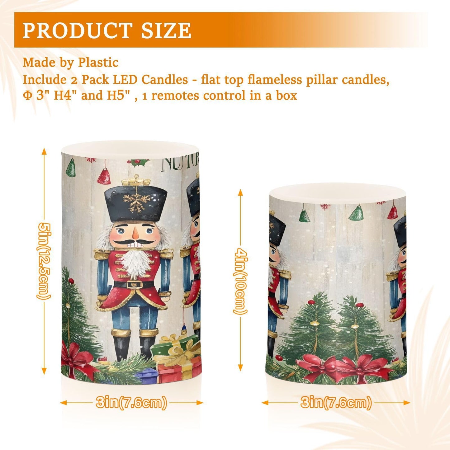 ALAZA Flickering Flameless Candles Christmas Nutcracker Garden Soldier Battery Operated Candles with Remote Timer LED Pillar Votive Candles Set of 2 for Holiday Decor