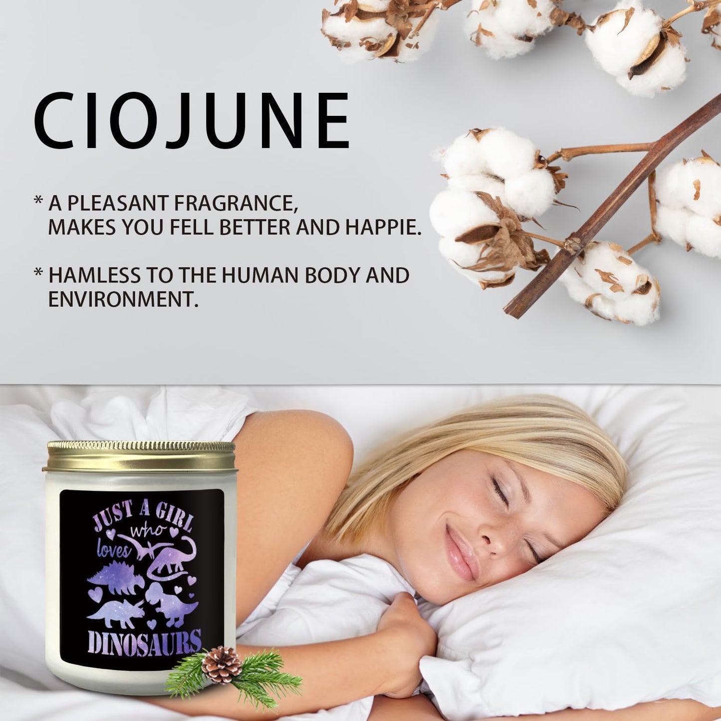 CIOJUNE Dinosaur Gifts, Dinosaur Gifts for Girls Women, Gifts for Dinosaur Lovers, Just a Girl Who Loves Dinosaurs Cedar Scented Candles, Purple Dinosaur Scented Candles for Home