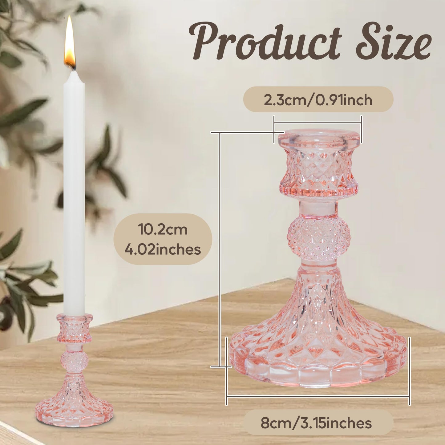 Glass Candlestick Holder Taper and Candle Holder Desktop Decoration for Wedding Dinning Party-3 pcs