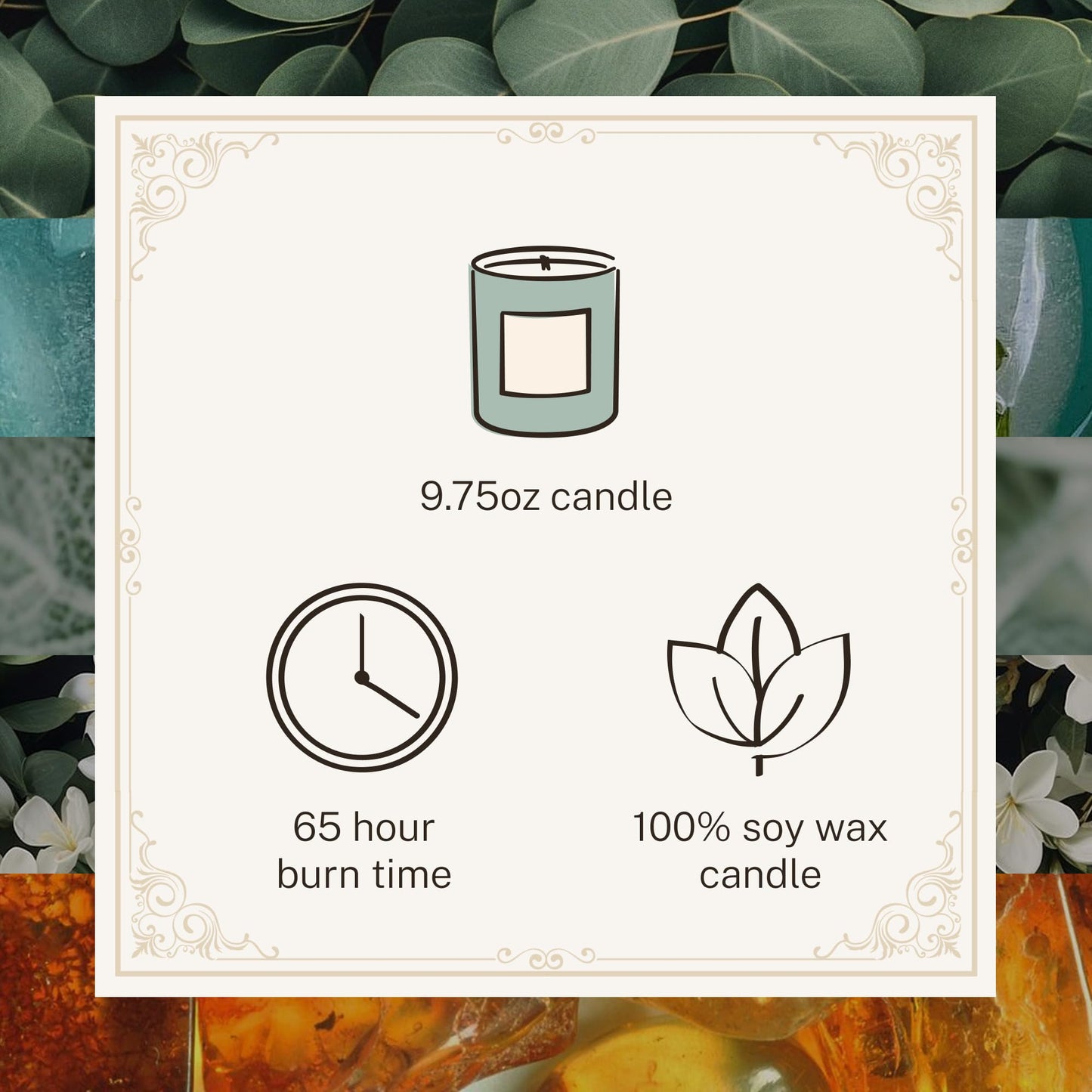 Hotel Lobby Candle Spa – Luxury Hand-Poured 9.75oz 100% Soy Wax with Eucalyptus, Water Mint, Sage, Jasmine, and Amber – Paraffin-Free, Infused with Essential Oils, 65-Hour Clean Non-Toxic Burn