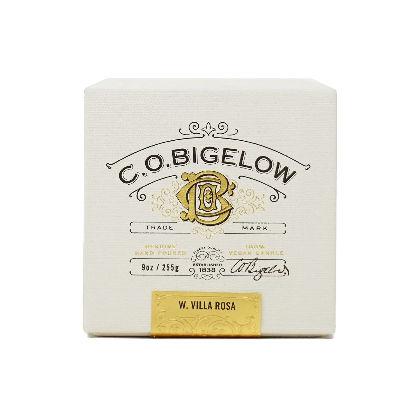 C.O. Bigelow West Village Rose Scented Candle, Premium Soy Wax Candle, 60 Hour Burn Time, Hand Poured Non Toxic Candles with Environmentally Friendly Cotton Wick, 9oz