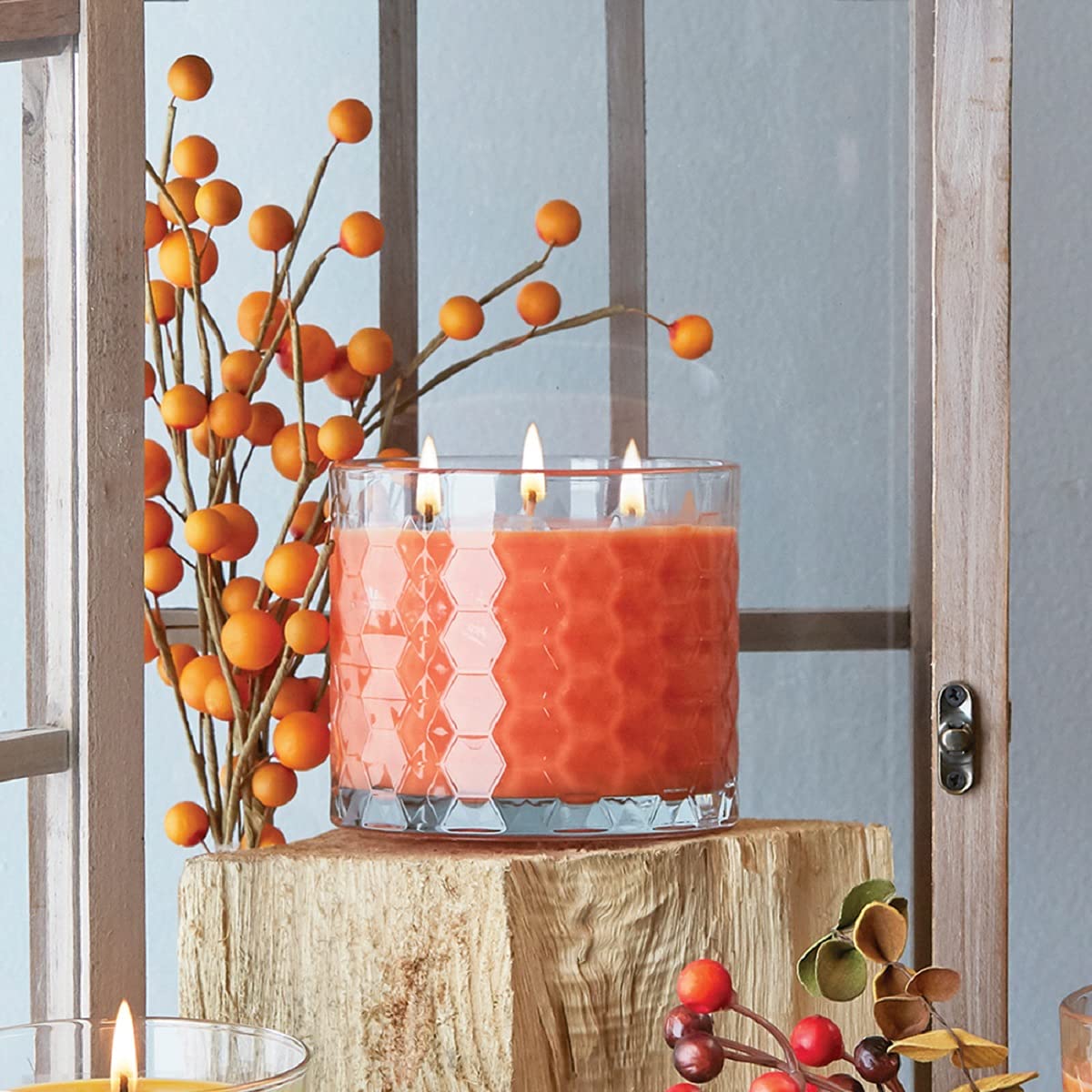 Root Candles Fall Scented Candles Honeycomb Glass Premium 3-Wick Handcrafted Beeswax Blend Candle, 12-Ounce, Pumpkin Spice