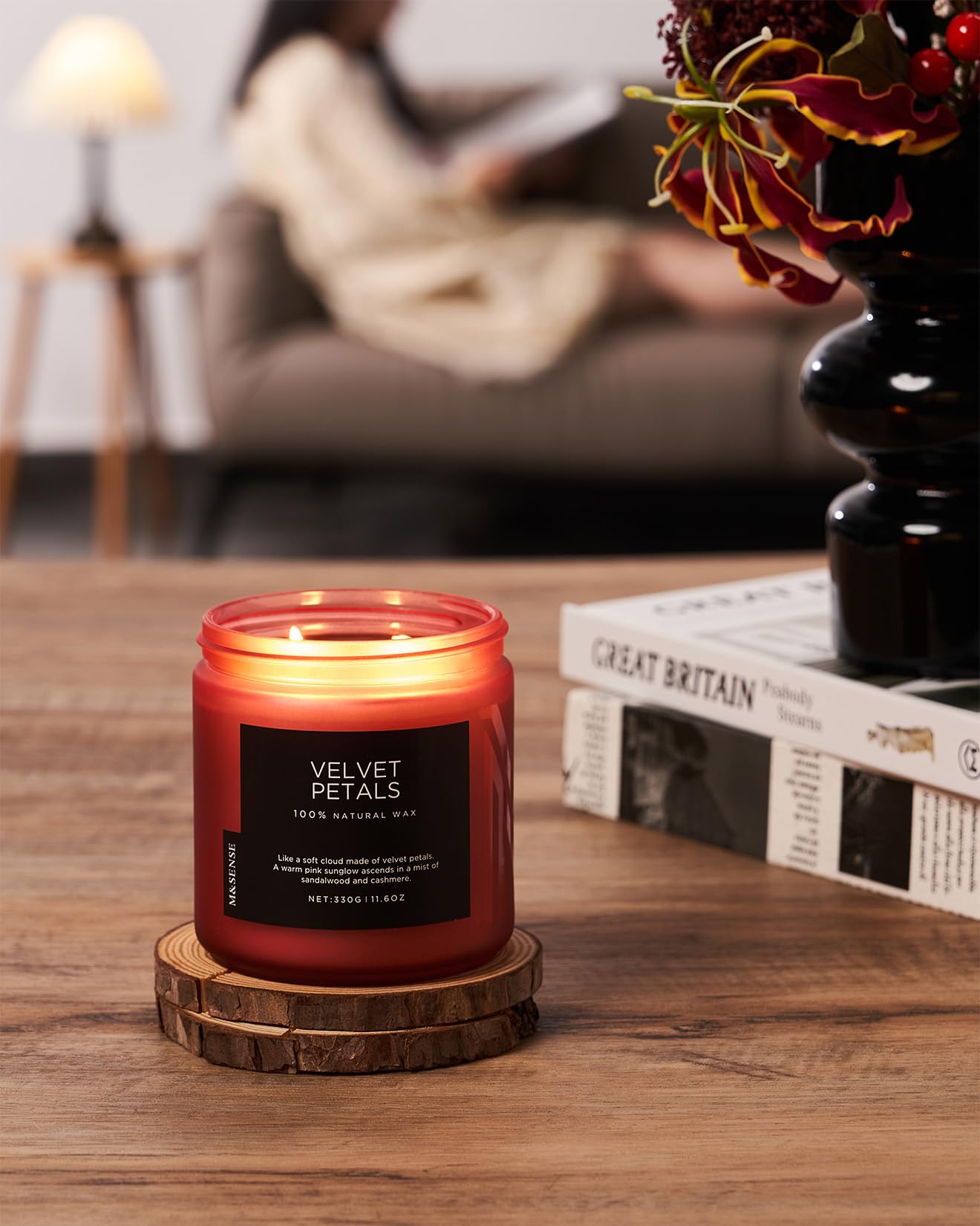 M&SENSE Sandalwood Rose Scented Candles for Home, 70 Hour Long Lasting 11.6oz Organic Natural Soy Wax Luxury Floral Classic Candle Gifts for Mother's Day