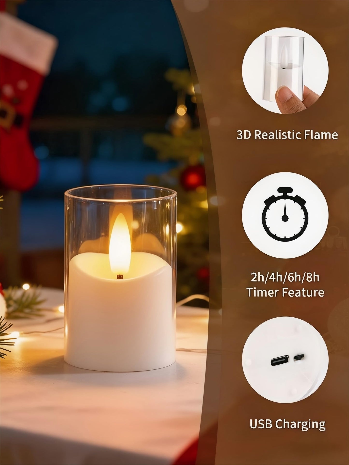 YTRUSTIX Rechargeable Flameless Tea Light Candles with Timer Remote, 1.7"x2.5" Acrylic Small Votive Electric LED Candles Battery Operated for Home Aniversary Wedding Holiday Decor (Pack of 6, White)