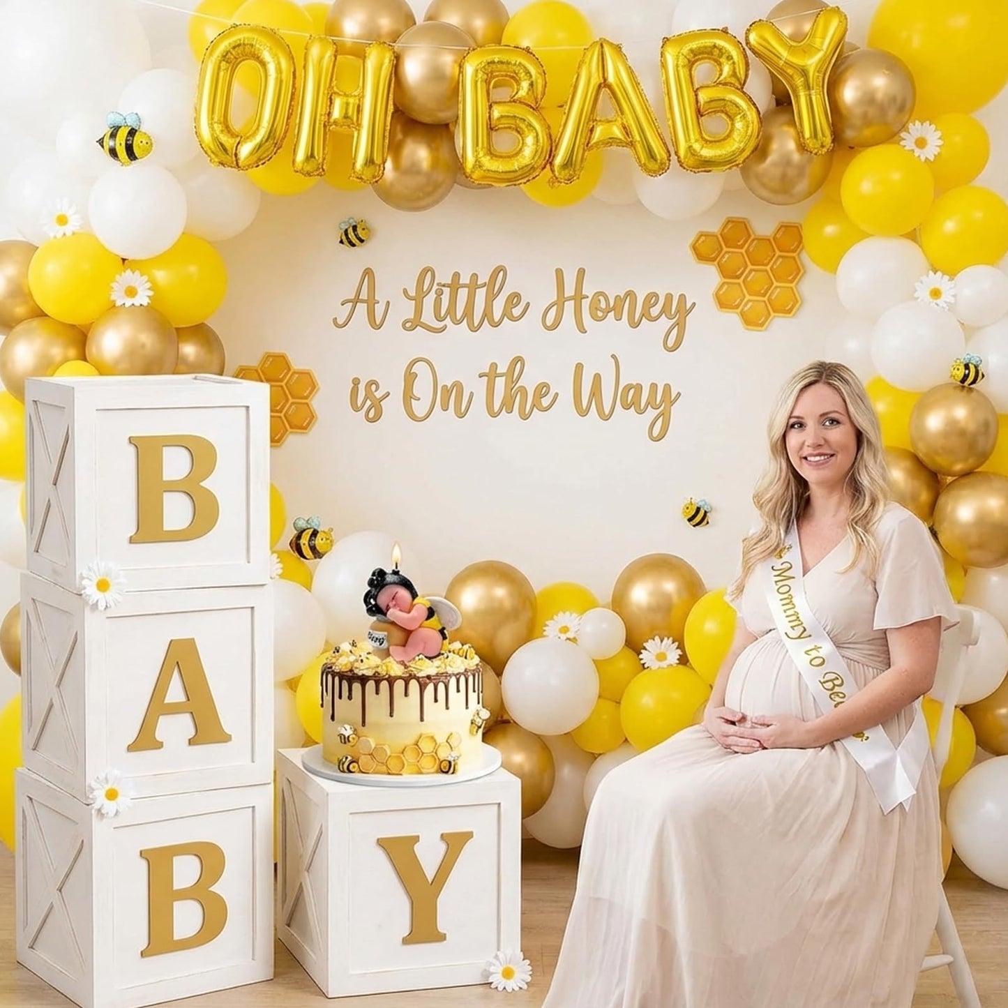 CabyGift Bee Baby Shower Cake Topper Candles, Bumble Bee Cake Decorations for What Will It Bee Gender Reveal Kids Boys Girls Birthday Party Supplies