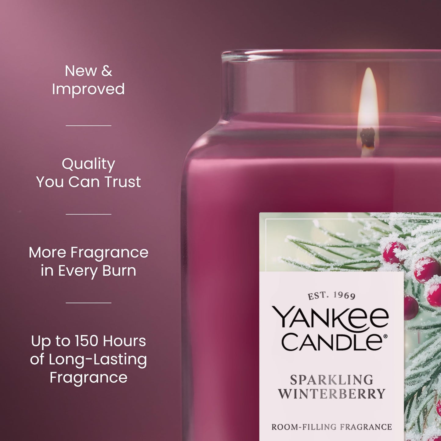 Yankee Candle Sparkling Winterberry Scented Candle, 22oz Large Jar, up to 150 Hour Burn Time, Giftable