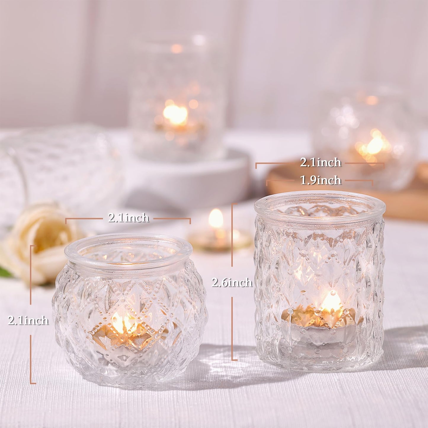 NITIME 12Pcs Assorted Votive Candle Holders for Wedding Centerpiece, Clear Tea Light Candle Holders, Glass Candle Holder for Table Centerpiece, Home and Party Decorations