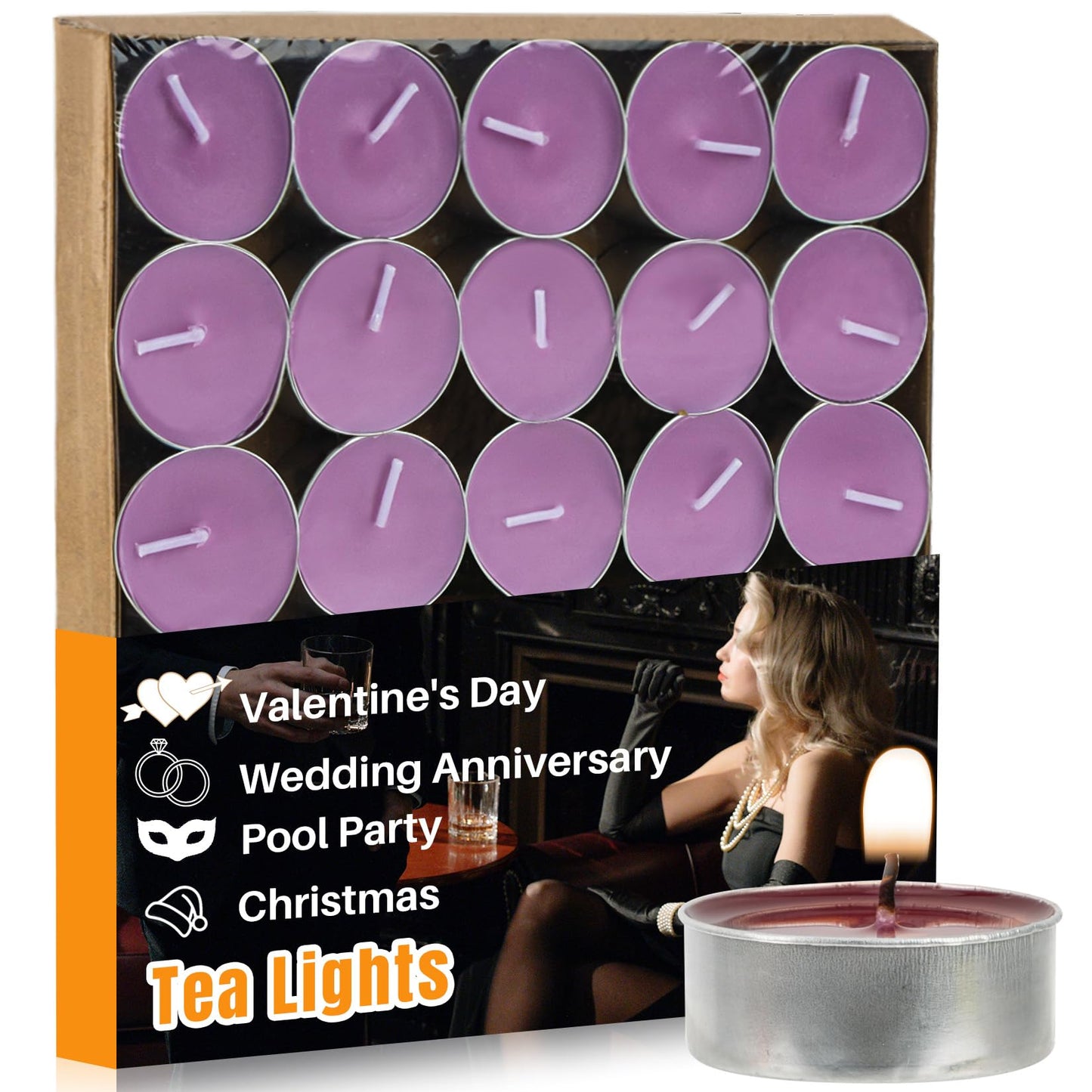 Purple Tea Lights Candles Bulk - 25Pcs MAQIHAN Tea Candles Mini Votive Mini Candle with Cotton Wick for Home Decoration,Pool,Shabbat,Wedding,Emergencies