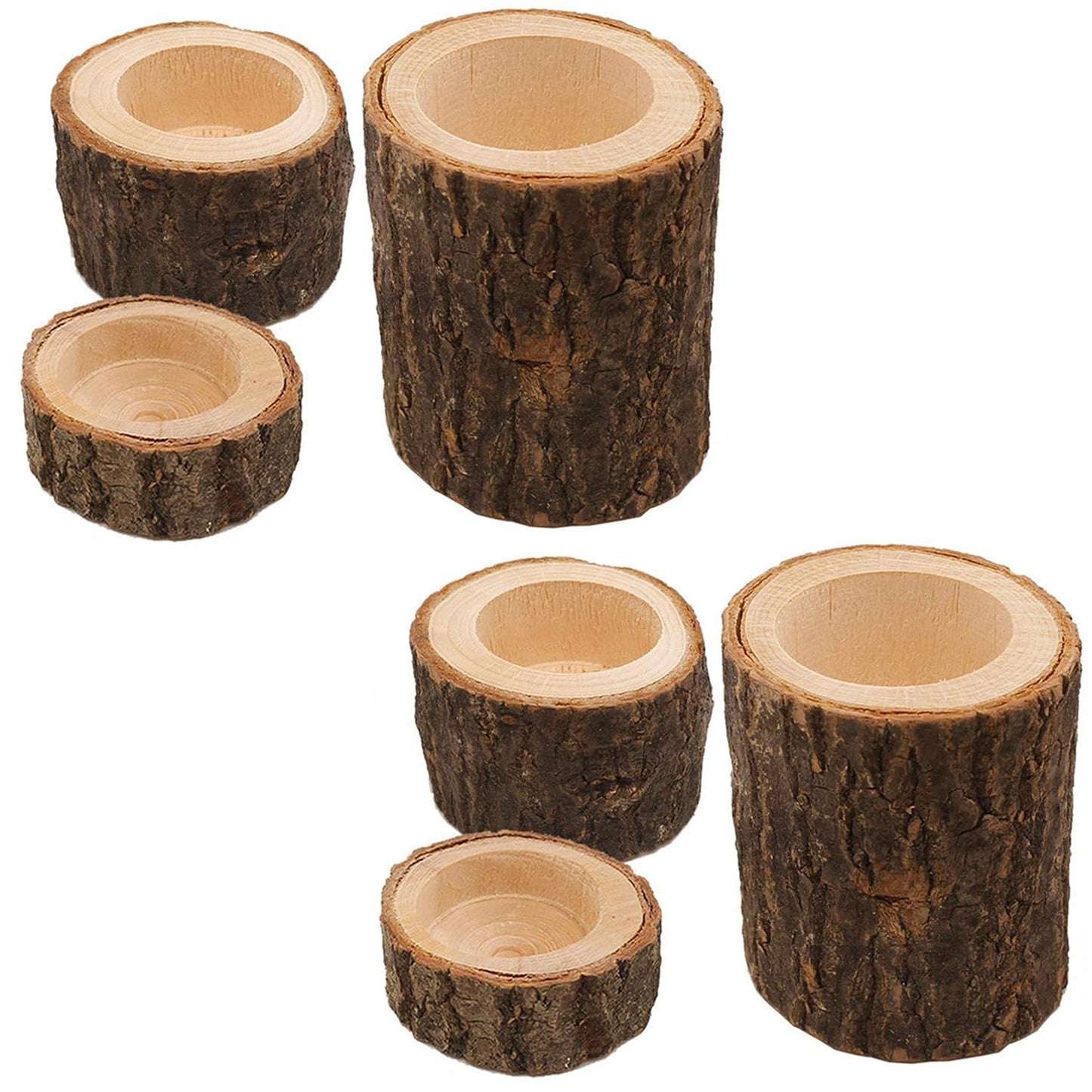 Yikko Wooden Tea Light Candle Holders, Personalized Wooden Votive Tealight Holder for Wedding Centerpieces for Table, Wedding |Birthday Party |Valentine's Day |Home Decoration - Set of 6