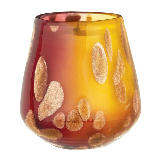 47th & Main Scented Candles Sunset Murano Glass Candle, 4" Dia x 3.5" H, Mandarin Damask Rose