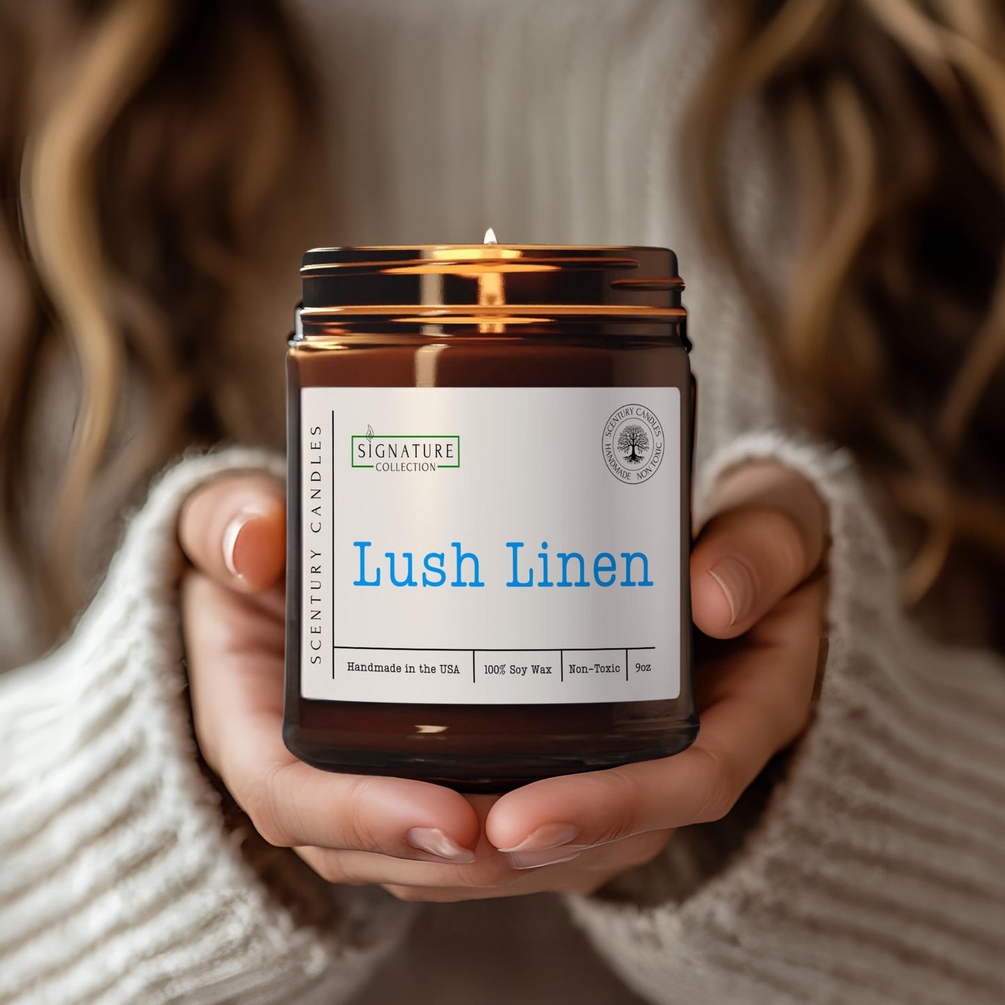 Lush Linen Scented Candle, Many Scents to Choose from, All Natural Non-Toxic Soy Wax, Handmade in the USA(Lush Linen)