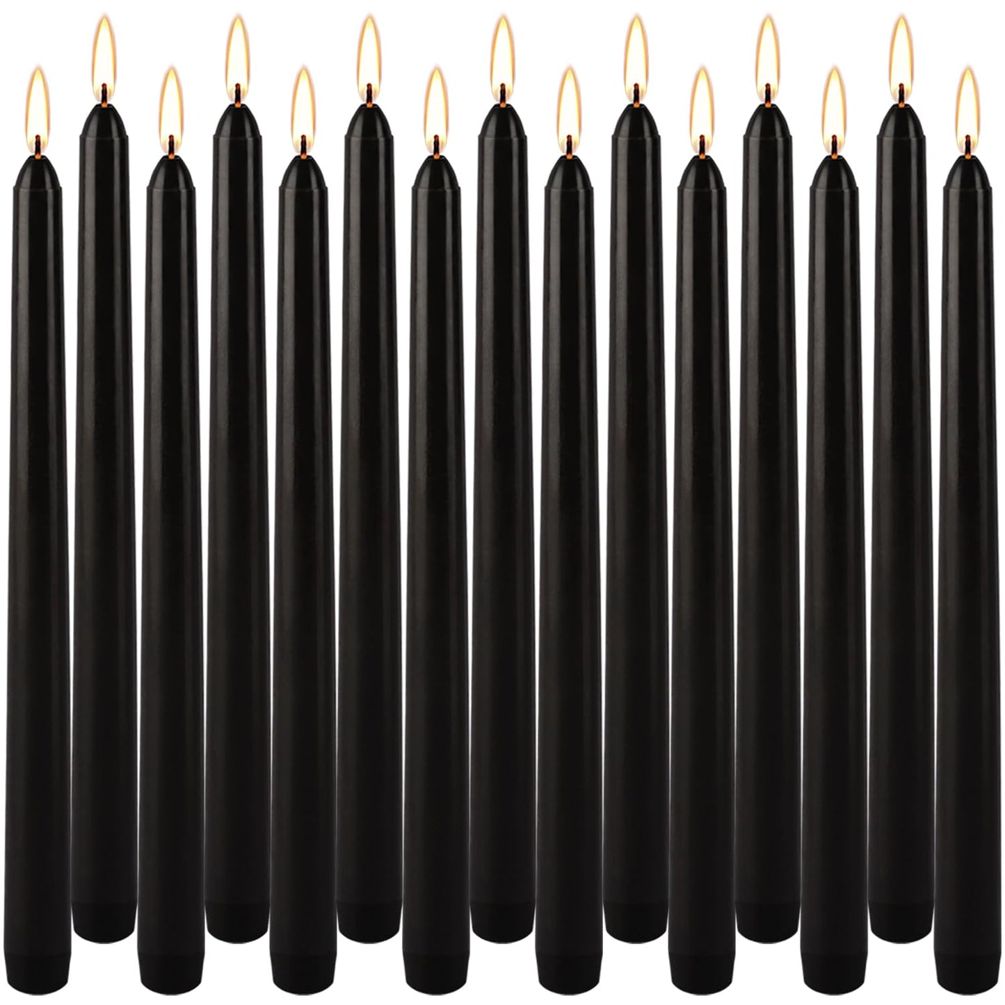 YIHANG Black Taper Candles - Set of 14 Dripless Candles - 10 inch Tall, 3/4 inch Thick - 7.5 Hour Clean Burning Perfect for Household，Dinner or Any Event