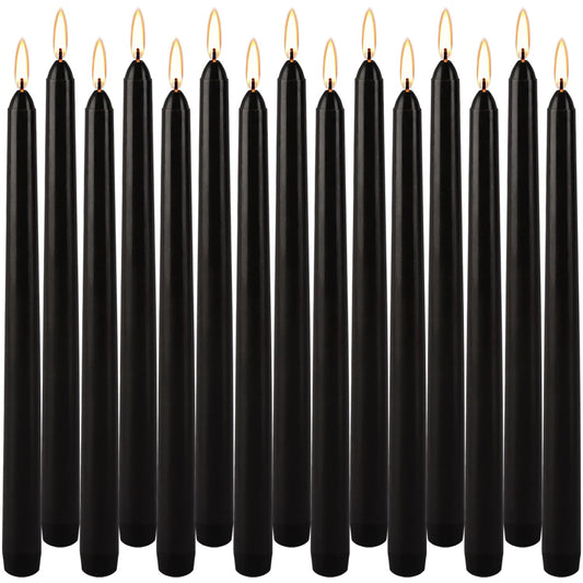 YIHANG Black Taper Candles - Set of 14 Dripless Candles - 10 inch Tall, 3/4 inch Thick - 7.5 Hour Clean Burning Perfect for Household，Dinner or Any Event