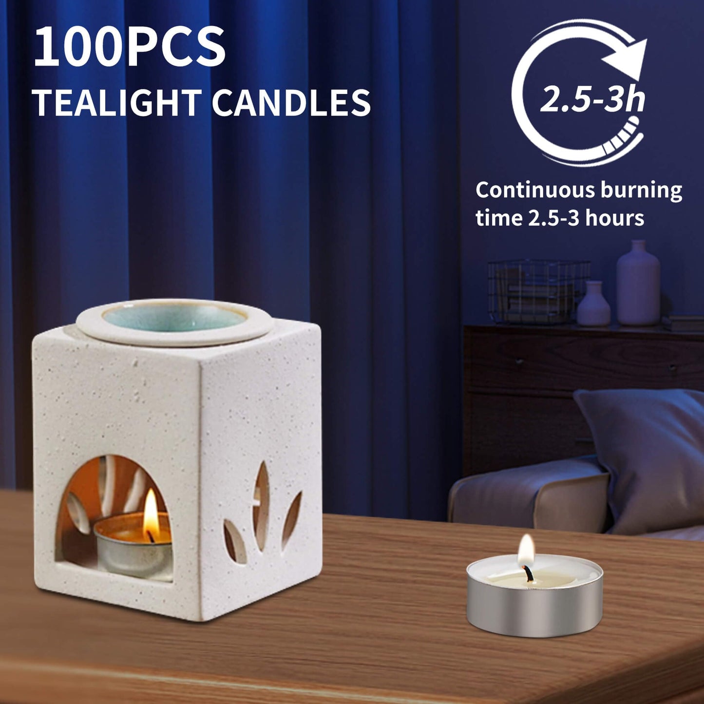 UNBREAKABLE - Tea Light Candles 100 Pack – Unscented Long Lasting 3 Hour Burn – White Smokeless Tealights for Decoration, Holiday, Party, Wedding, Home Use