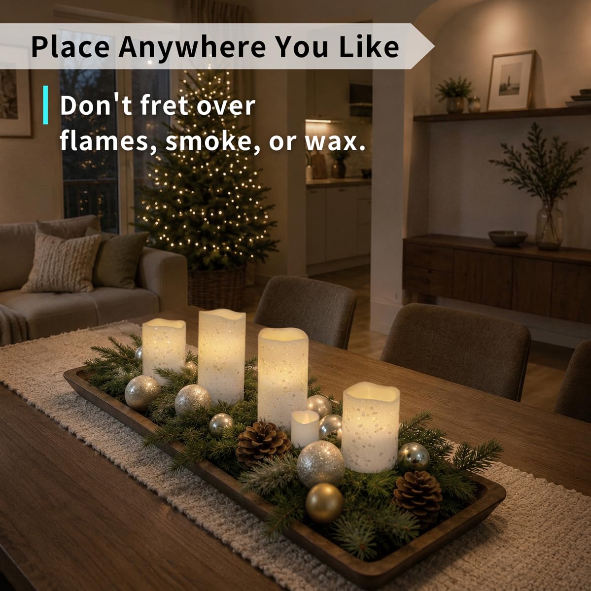 FURORA LIGHTING White Glitter Flameless Candles - Real Wax, Adjustable Brightness, Remote & Timer - 4 Pillars (3x4, 3x6) and 4 Votives, 8-Pack, Battery Operated