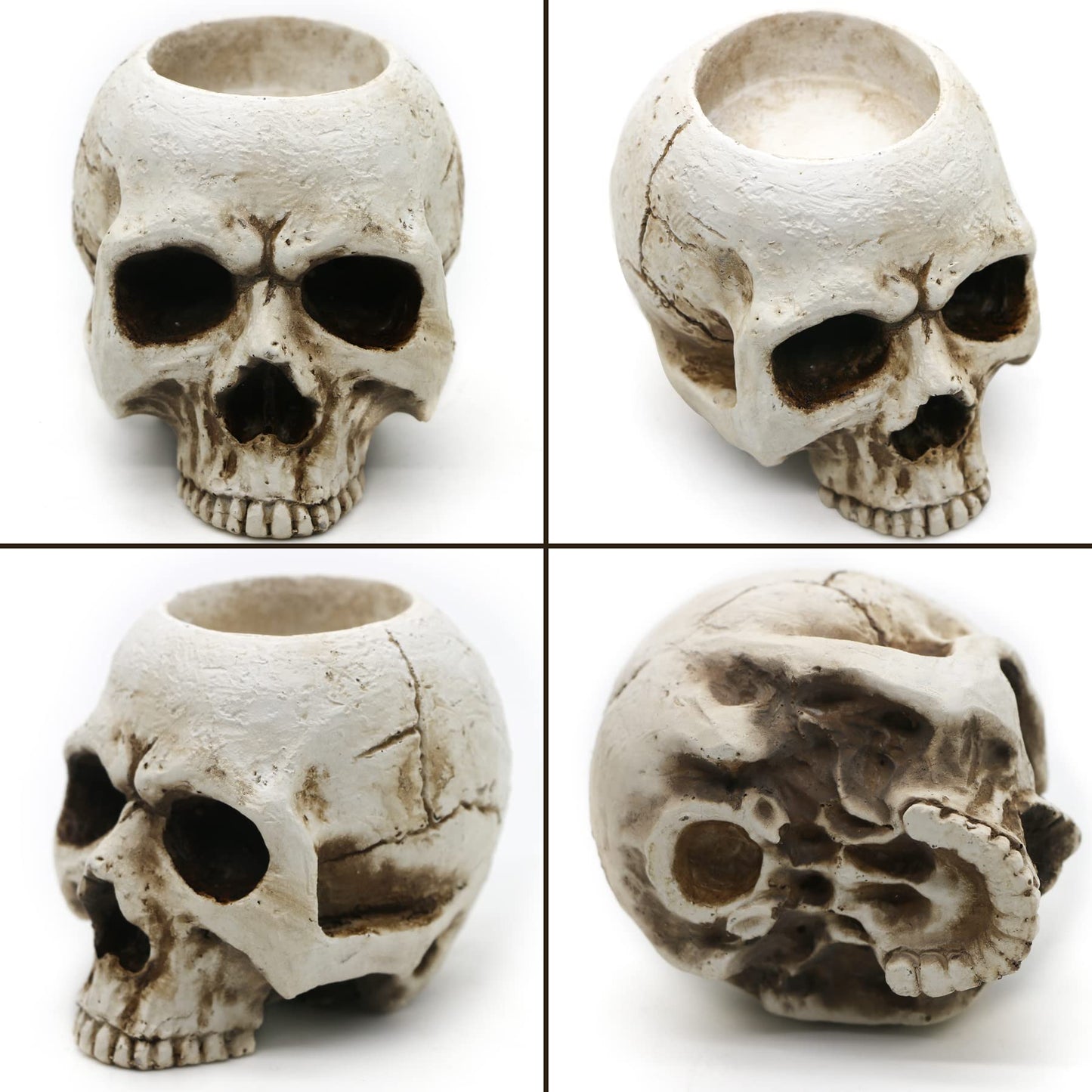 Skull Candle Holder - Gothic Shed Tears Human Skull Tealight Candle Holder Novelty Skull Bone Candlestick Halloween Home Bar Party Tabletop Decor