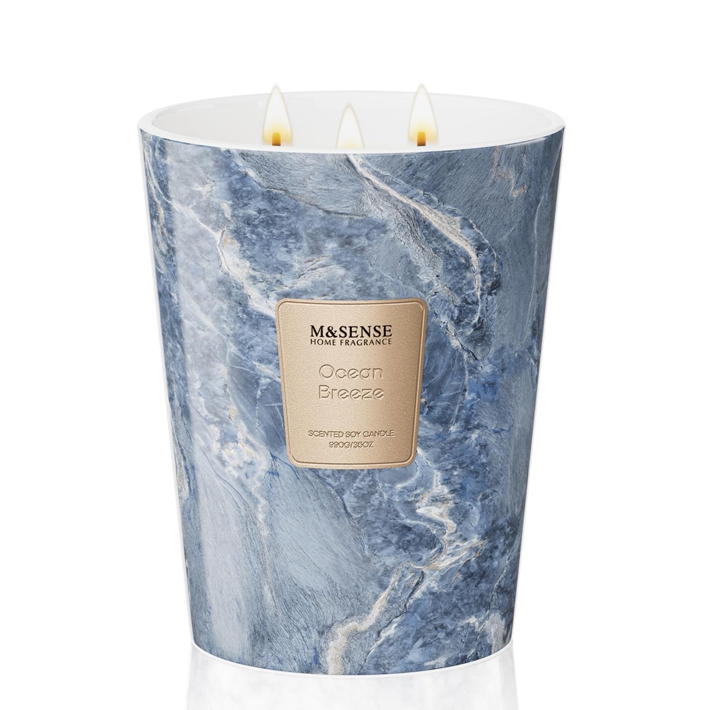 M&SENSE Ocean Breeze Summer Scented Candles for Home, 3-Wick Highly Scented Jar Candles, 35 Oz 150 Hours Long Lasting Burning Candles Gifts for Women, Relaxing Aromatherapy Candle for Stress Relief