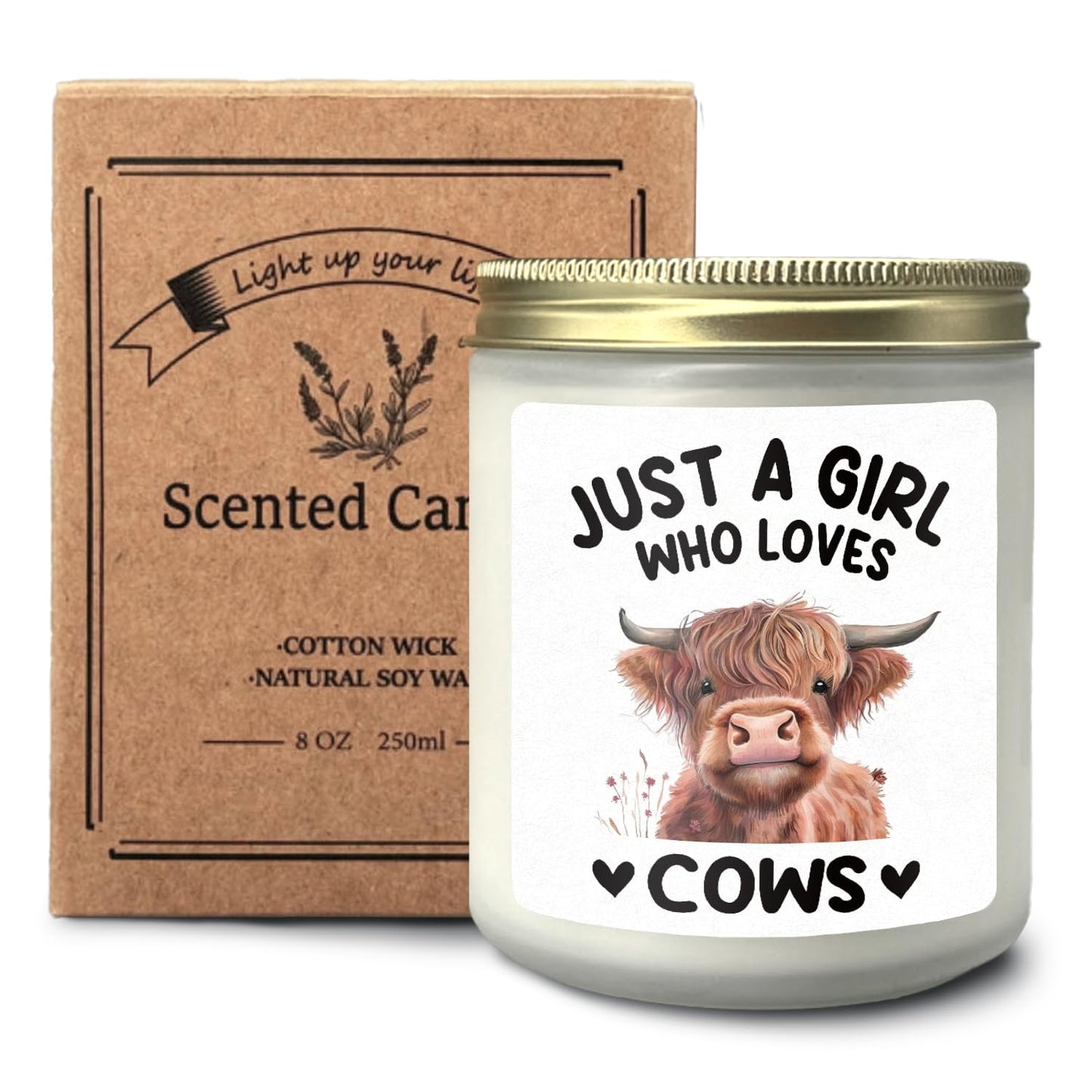 CIOJUNE Highland Cow Candle, Cow Gifts for Women Girls Cows Lovers, Just a Girl Who Loves Cows Lavender Candle, Highland Cow Scented Candles for Home