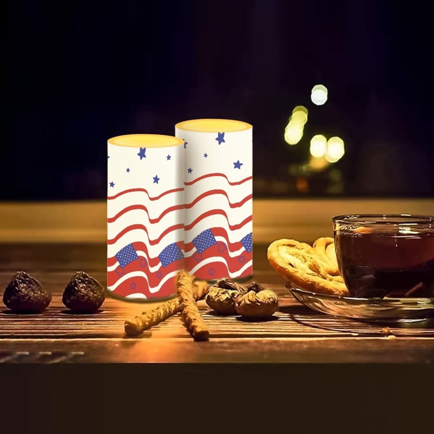 Luarisgur Independence Day Flameless Candles with Remote Stars and Stripes Decorations Battery Candles Flickering LED Candles with Remote for Home Party Holiday 4th of July Decor Electric Fake Candles