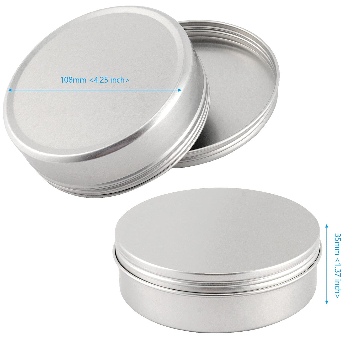 SEHOI 30 Pack 10 OZ Aluminum Tins Cans, Large Round Metal Tins Jars with Screw Lid, Metal Tin Food Candle Containers for Cosmetic, Spices, Candies