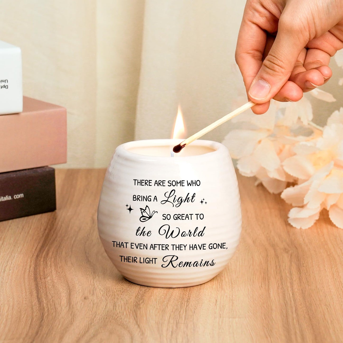 Sympathy Gift for Loss of Loved One,10 Oz Memory Candle for Loss of Loved One, Celebration of Life Decorations Memorial Gifts Bereavement Gift for Loss of Dad Mom,Sympathy Candles in Handmade Jar