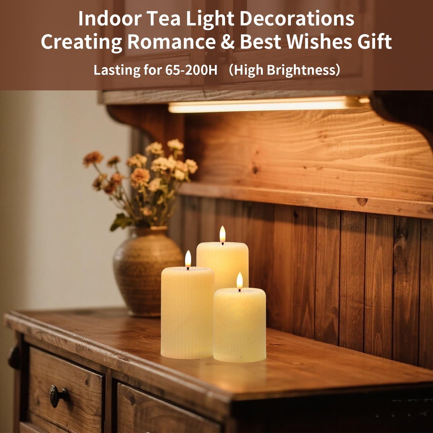 Rechargeable Candles with Remote Timer, 3 Pack LED Pillar Candles with USB Charging Base, Electric Fake Votive Candles for Wedding, Table, Halloween, Christmas Decorations (Set of 3, D3” x H4”5”6”)