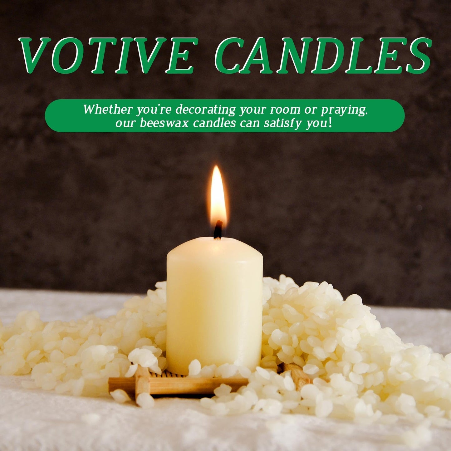 Natural Beeswax Long Burning Unscented 9 Hours Smokeless Pure Beeswax Votive Candles, 16-Pack 1.37 x 1.85 Inches for Wedding, Birthday, Prayers, Relax