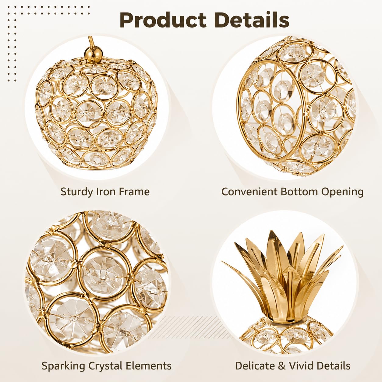 3 Pcs Golden Crystal Hollow Candlestick, Metal Crystal Table Centerpiece, Including Pineapple Pear Apple, Decorative Candlestick, Ideal for Wedding, Party, Anniversary and Home Decor