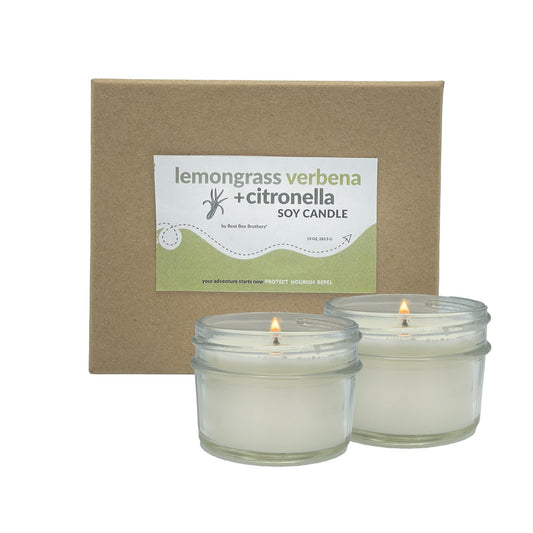 Best Bee Brothers Lemongrass + Verbena Citronella Candle, Outdoor Soy Candle, 3 Oz. (2 Pack)