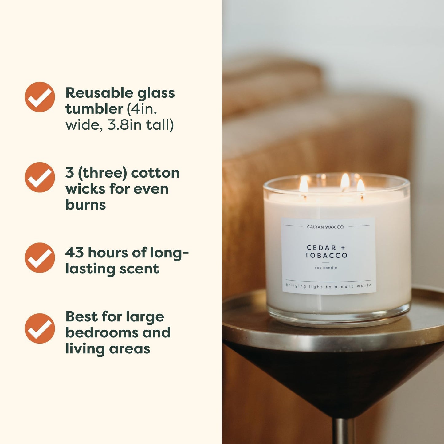 Calyan Wax Co. Fall 3 Wick Scented Candle Gift Set - 4 Luxury Autumn Scented Candles - 43 Hour Burn - 3 Wick Clean Soy Wax Candles - Long Lasting Large Glass Jar Candle for Home - 14.9oz