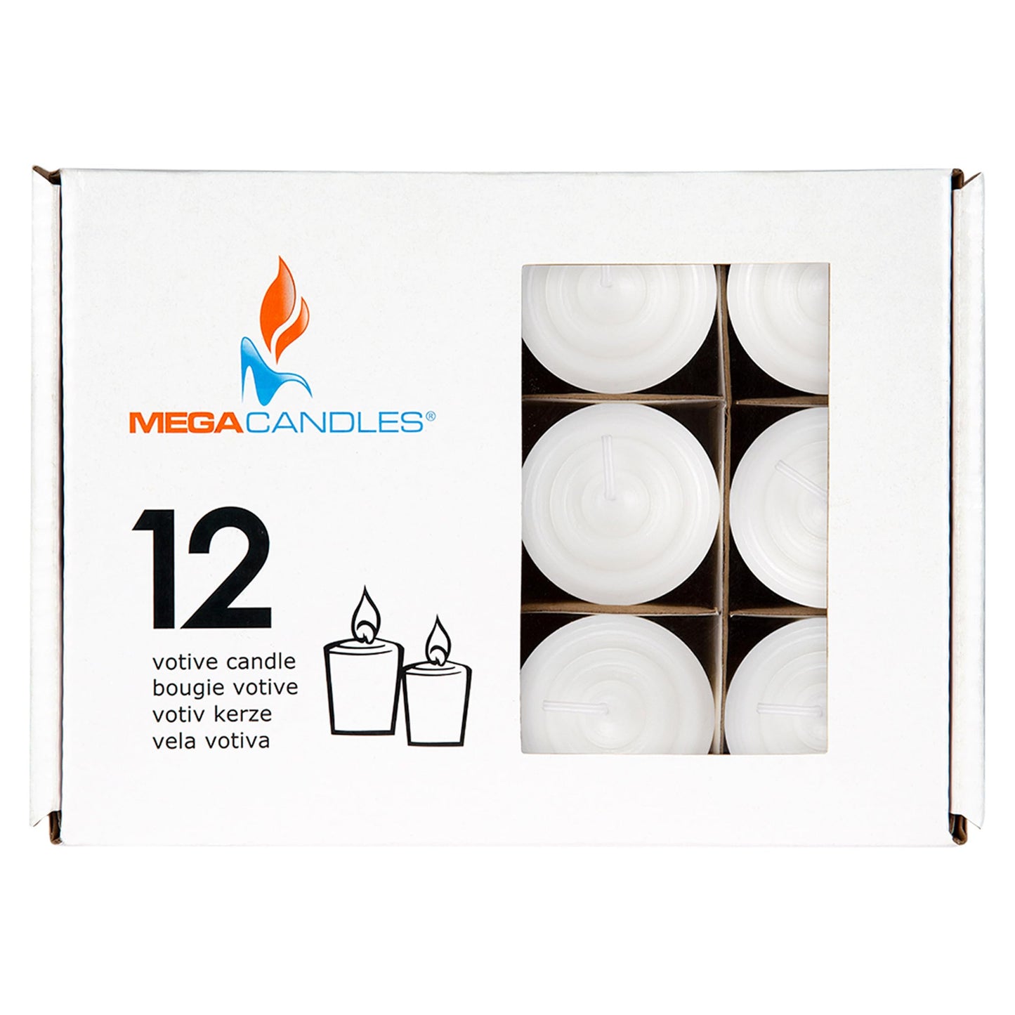 Mega Candles 12 pcs Unscented White Votive Candles, Hand Poured Wax Candle 15 Hours 1.5 Inch x 2.25 Inch, Home Décor, Wedding Receptions, Centerpieces, Occasions, Events, Meditations, Holders