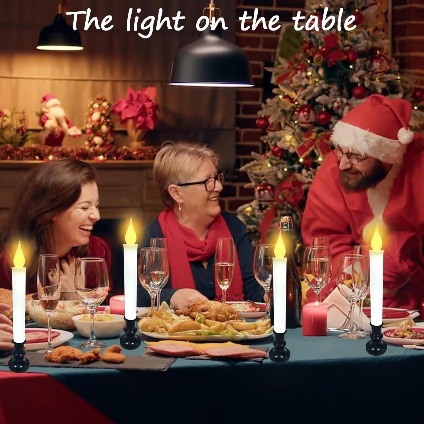brianvikey Christmas Window Candle Light, Black Base, Battery Powered Candle 9 "Flashing LED Light, Automatic Timer (6 Turn 18 Hour Timer), Window Table Party Decoration