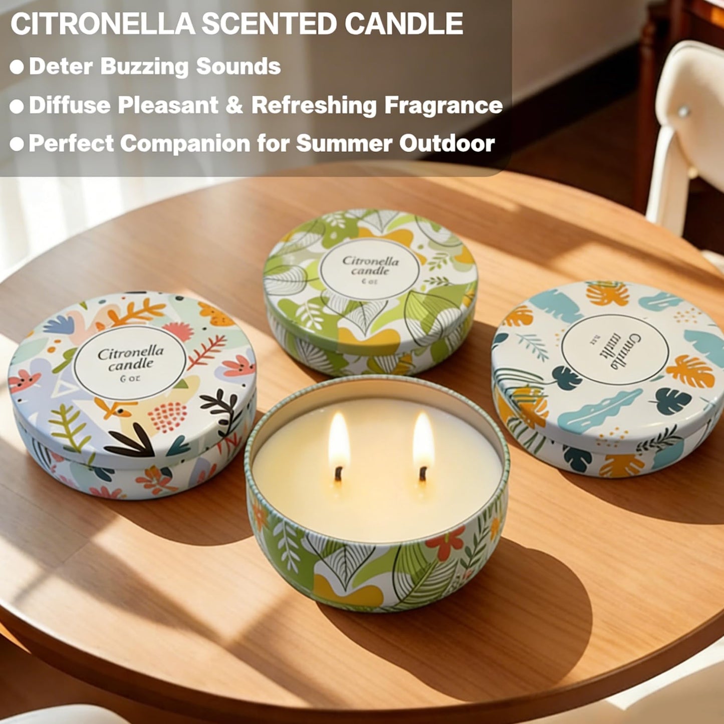Citronella Candles Outdoor 4 Pack Soy Wax Citronella Lemongrass Candles 240 Hours Burning Time Large Decorative Jar Scented Candle Bulk for Outside Garden Yard Balcony, Summer Camping