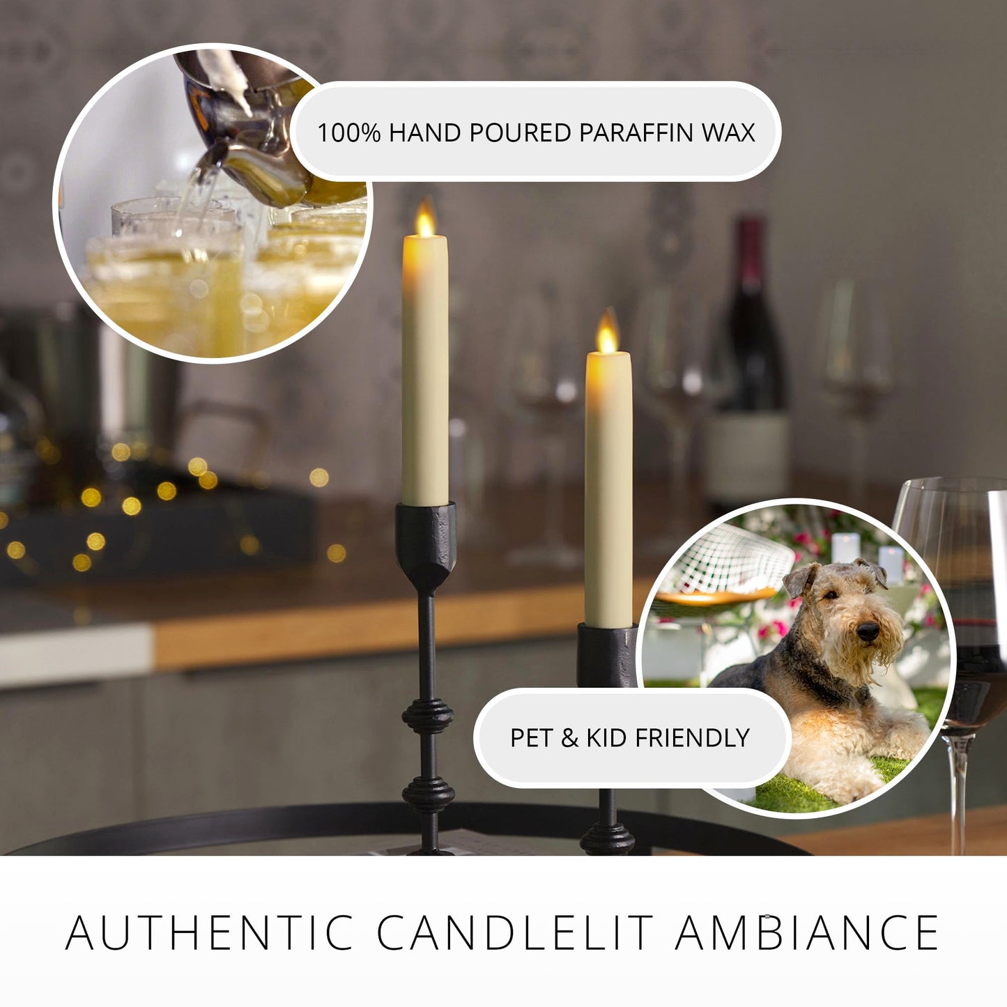 Luminara - Flameless Battery Operated Taper Candle - Ivory - Pack of 2-1x6 inch - LED Flickering Flame - Realistic Safe for Home Kids and Pets