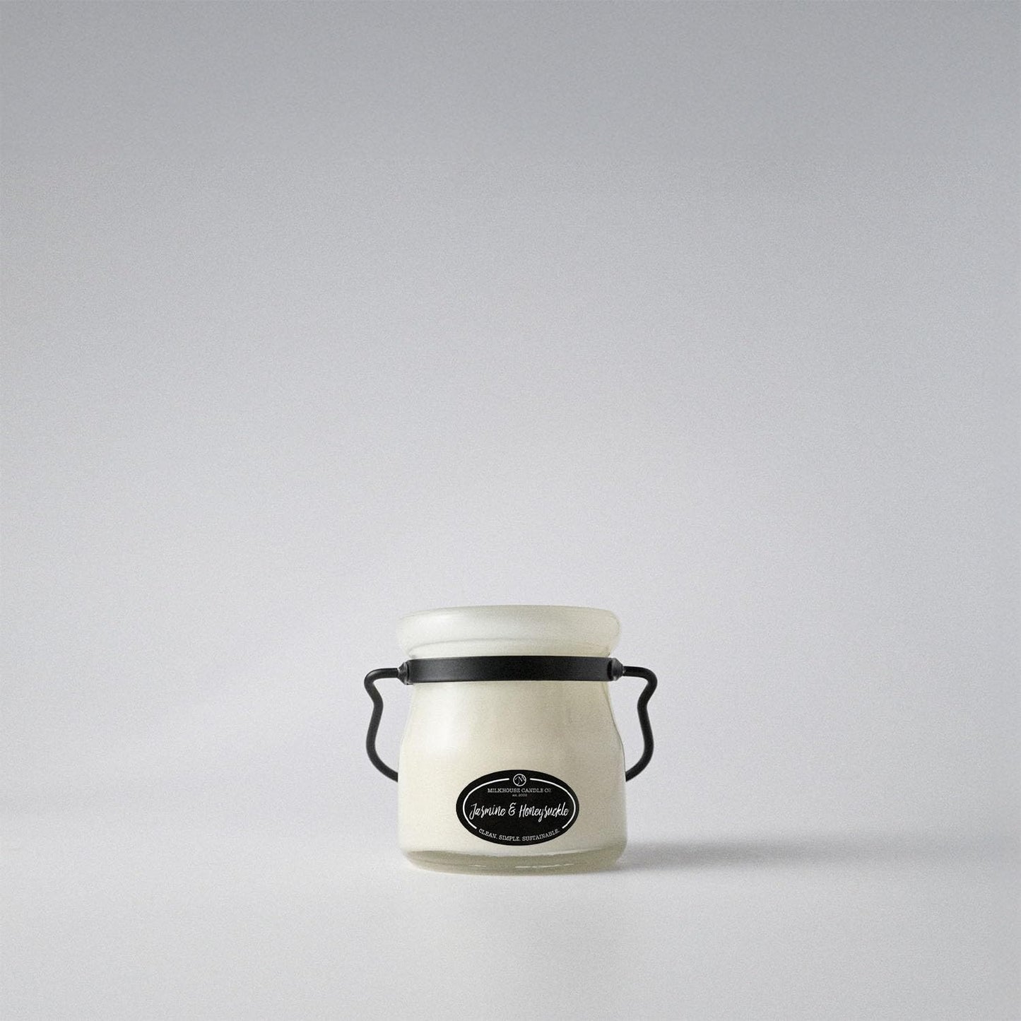 Milkhouse Candle Company Jasmine & Honeysuckle Soy Candle - Honeysuckle | White Jasmine | Citron & Greens Scented - 5 oz Cream Jar with Lid, 35+ Hour Burn Time, Made in the USA