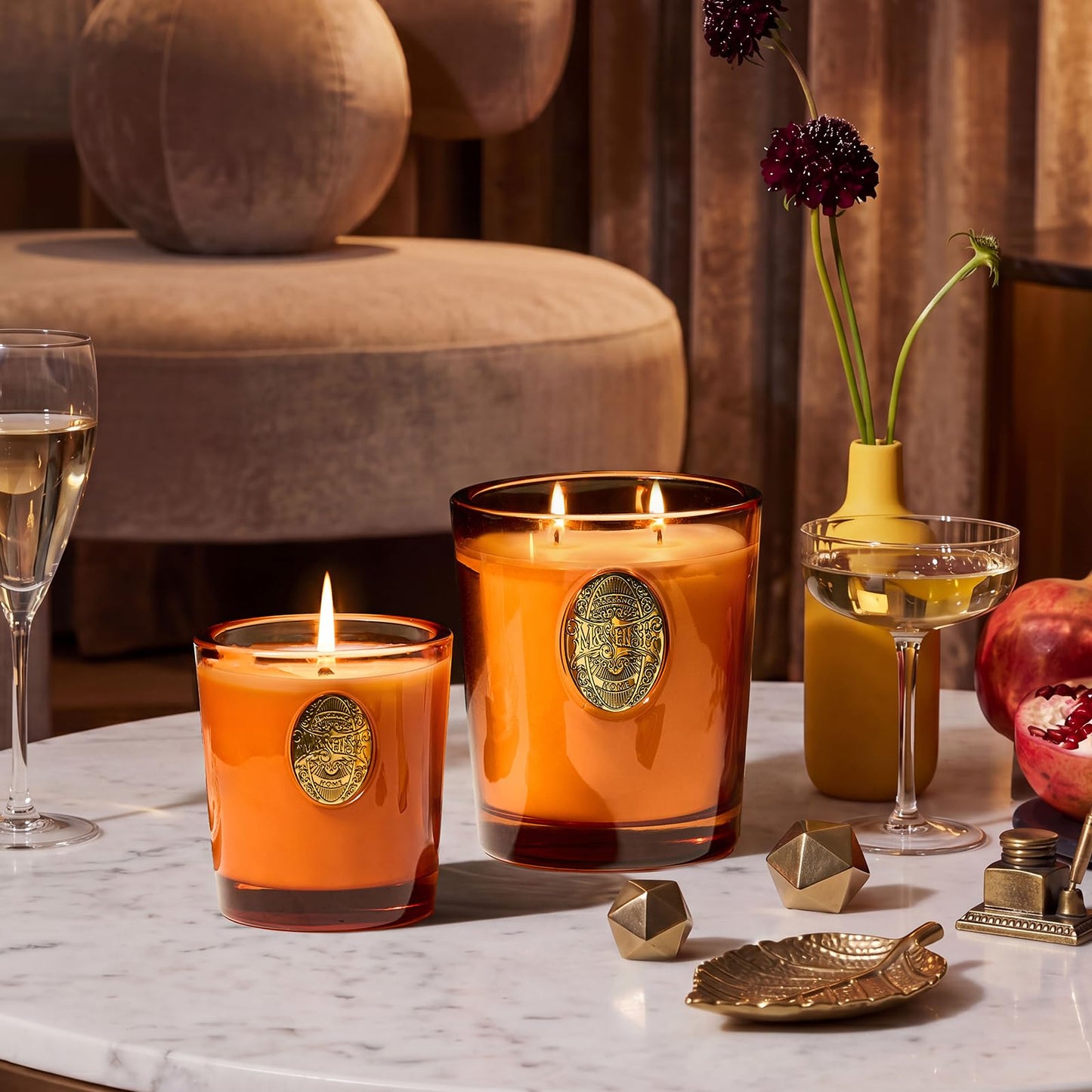 M&SENSE Orange Goji Scented Candle | Orange Candle for Home Scented, Gift for Women | 9.2 oz Soy Wax Candle Set for Relaxation, Gifting