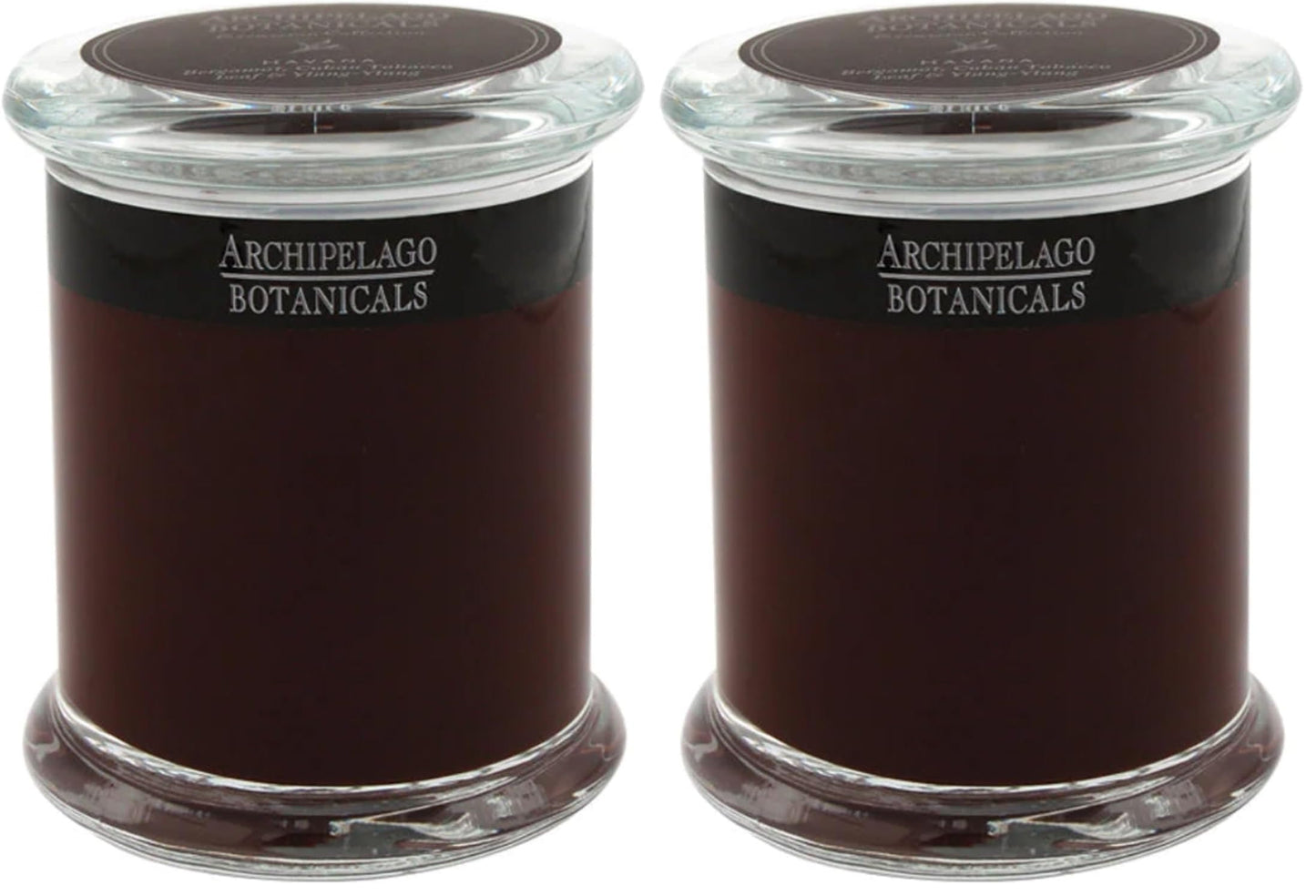 Archipelago Botanicals Havana Glass Jar Candle, Bergamot, Tobacco Flower and Ylang Ylang Scent, Lead-Free Candle Wicks, Burns Approx. 60 Hours (8.6 oz) (Pack of 2)