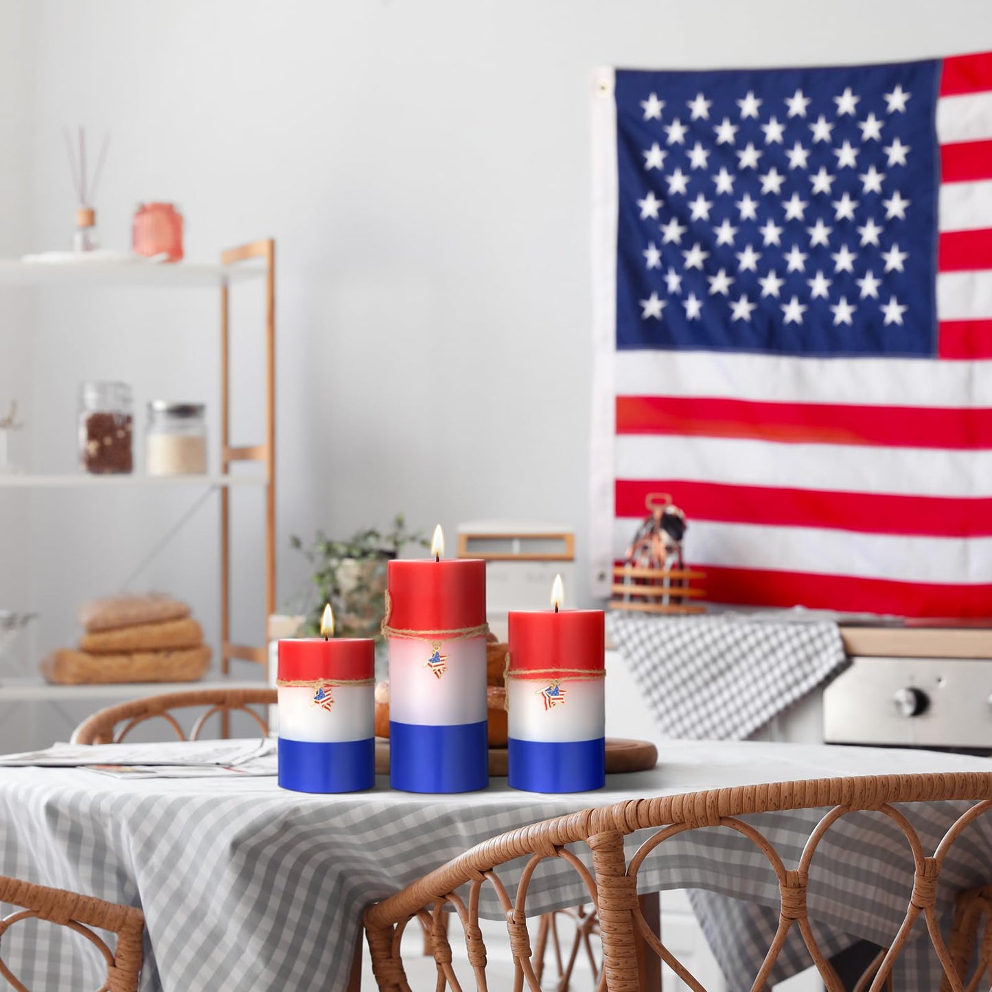 Conelist Set of 3 Red White Blue Pillar Candles 4th of July Patriotic Pillar Candles 250th Anniversary Memorial Day Gifts for Independence Day Party Decorations Table Home Decor