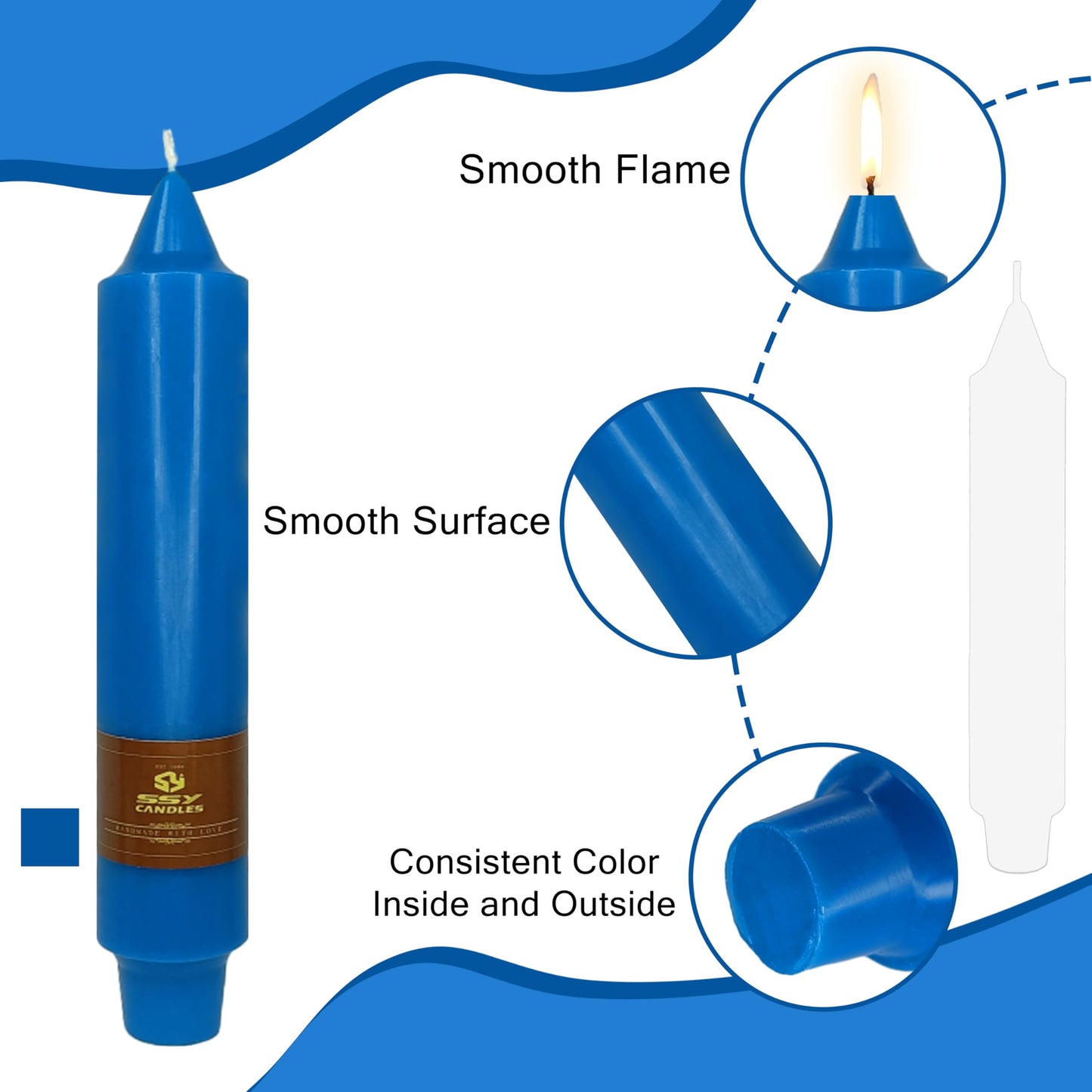 4 PCS Dark Blue Taper Candles 7 inch Short Taper Candle Unscented Candlesticks Smokeless Candle Sticks for Dinner Wedding Home Decoration Candles