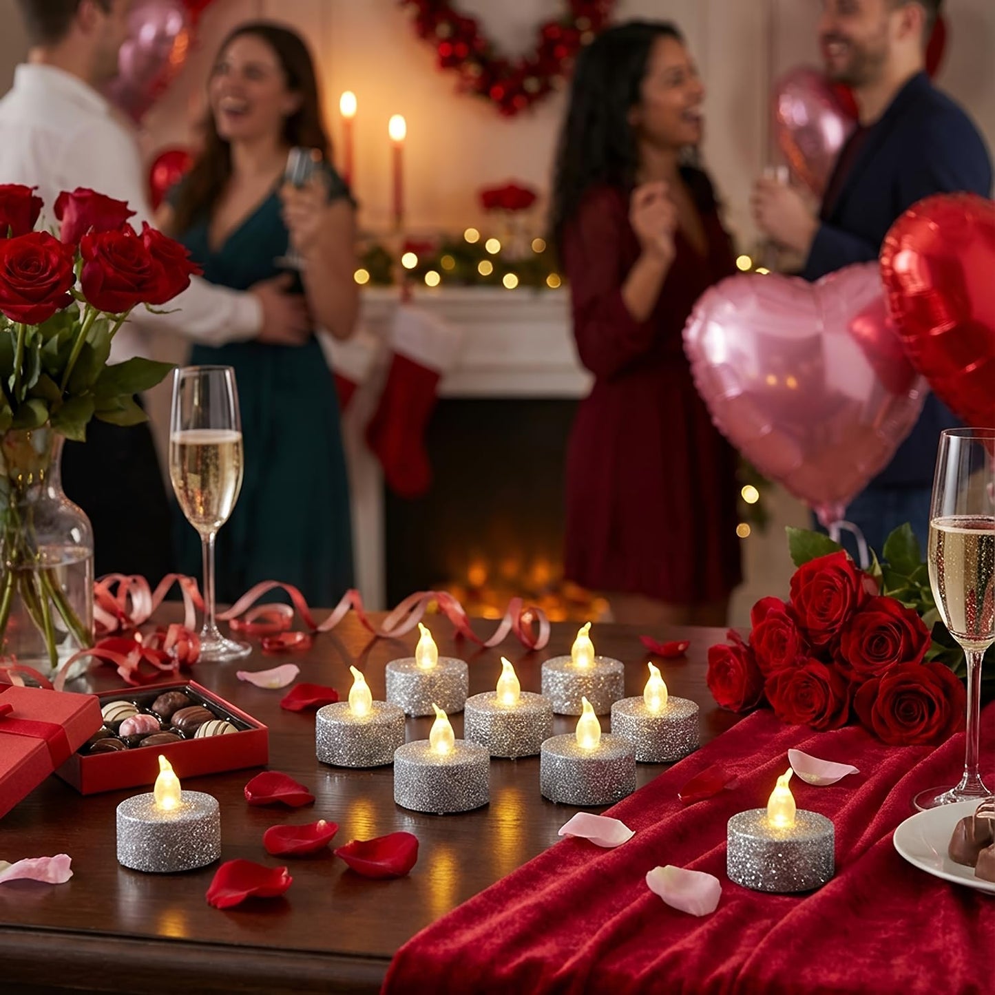Aulaygo 12Pcs Tea Light Votive Candles with 6h Timer,Led Candles Battery Operated Warm White Flickering for Christmas Decor,Event,Anniversary Party,Wedding(Silver)