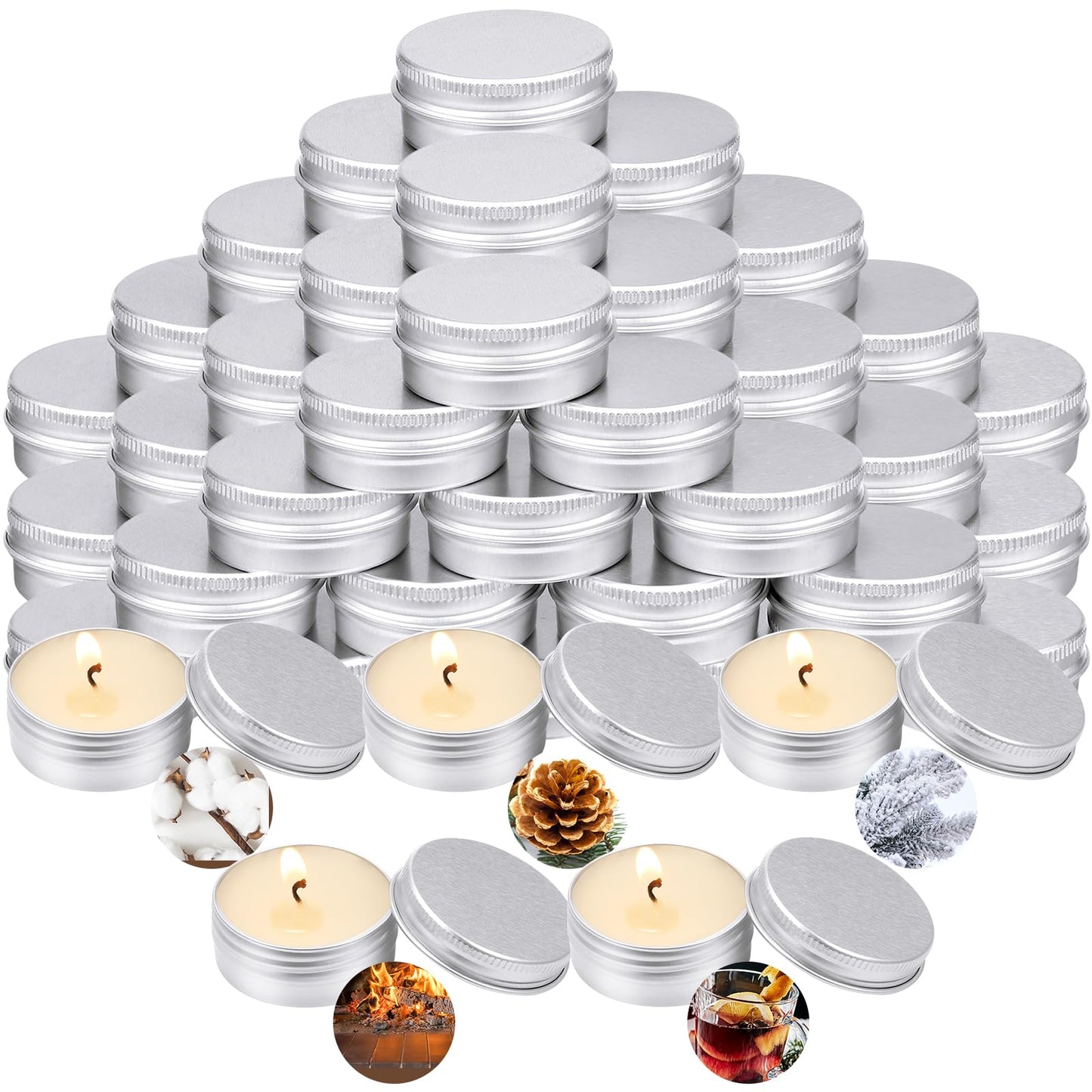 MTLEE 50 Pcs Wedding Scented Candles Gift Travel Tin Candle Aromatherapy Candle for Christmas Winter Baby Shower Favors Wedding Gifts