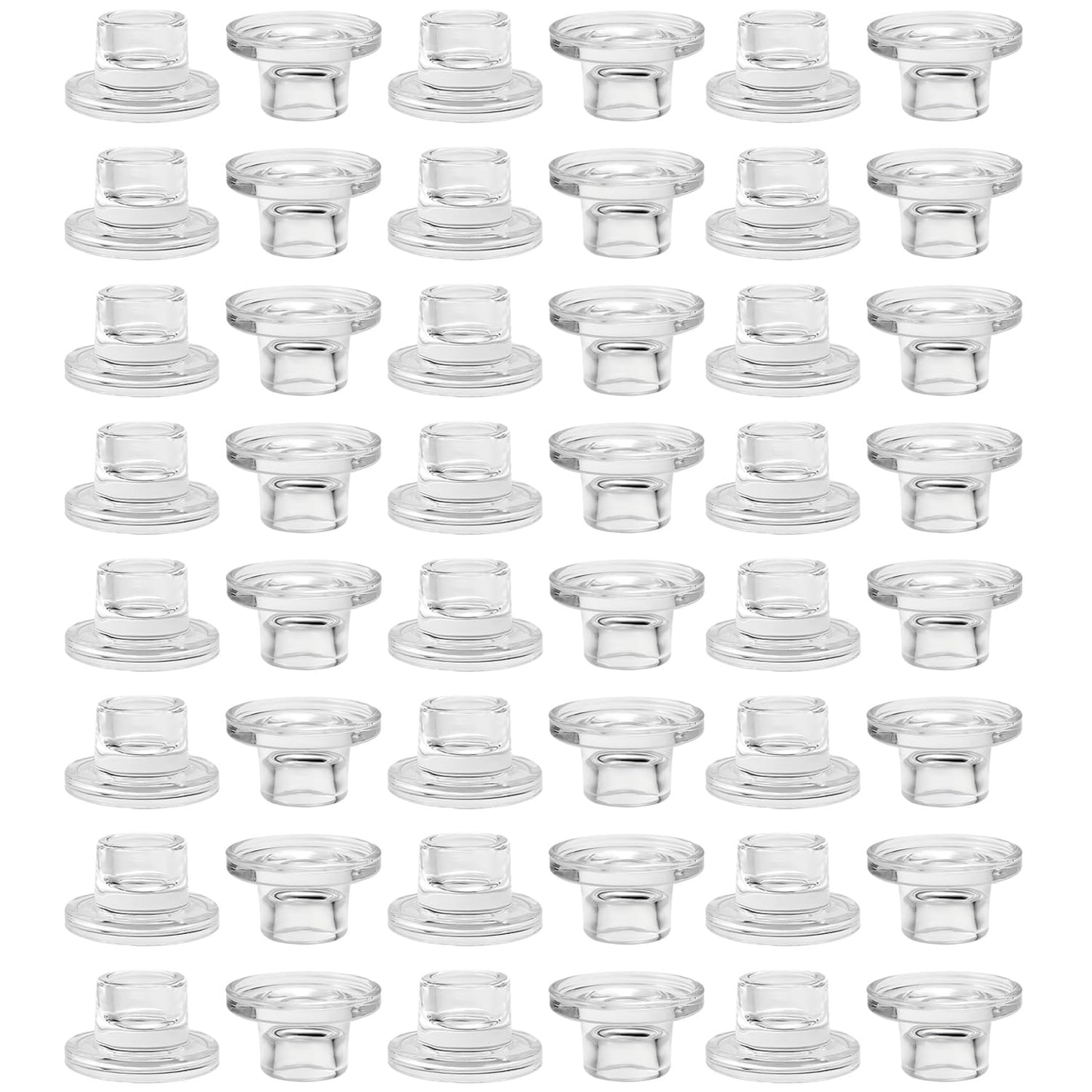 ZQXJWF Clear Glass Taper Candle Holders Set, Round Base Design, Elegant Dining Table Decor, for Table Centerpiece Wedding Party Advent Christmas Home Decorations (48, Clear)