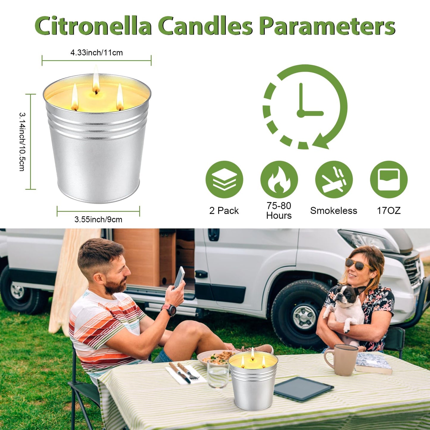 Citronella Candles Outdoor, 34OZ Large Citronella Candle for Patio, 3 Wicks Natural Soy Candle for Summer, 200 Hours Long Lasting Burn Outside Candles for Garden, Yard Balcony, Camping