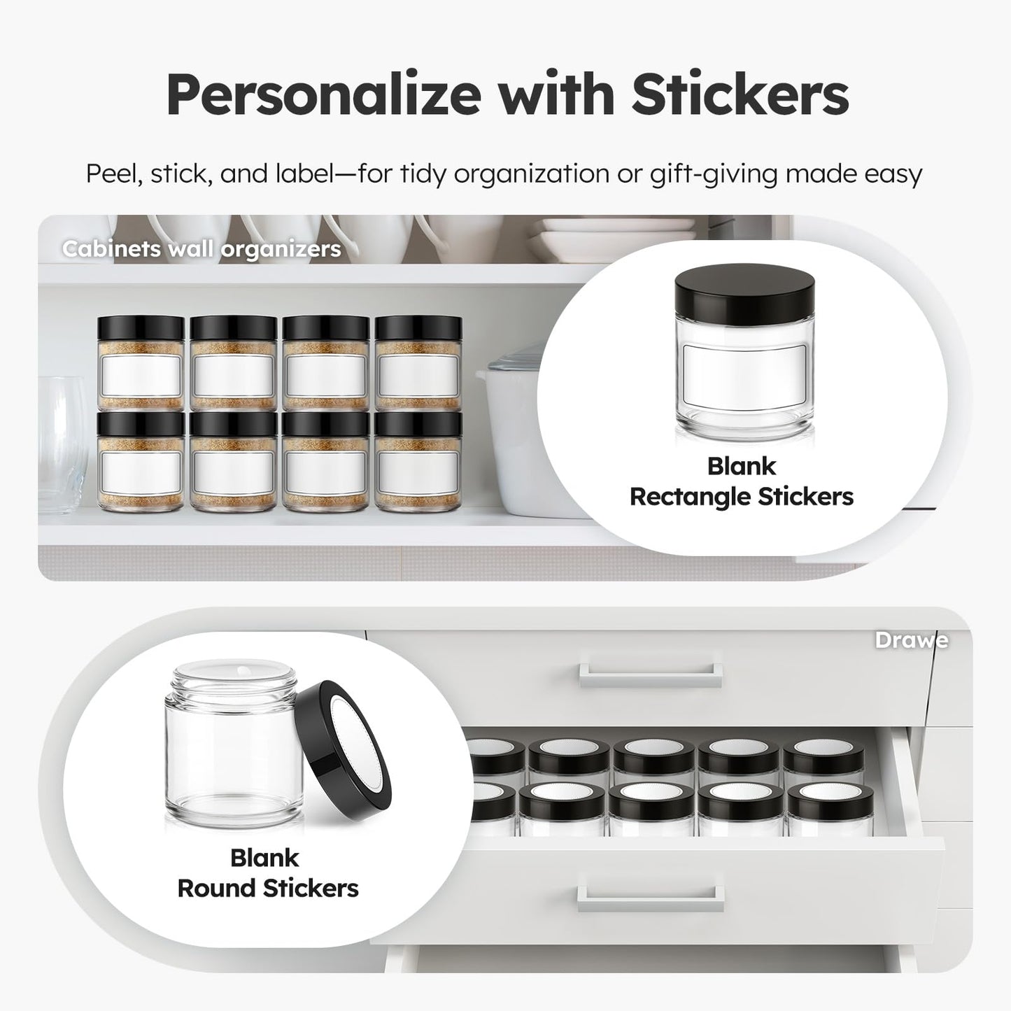 4 oz Glass Jars with Lids, 24 Pack Clear Small Glass Jars with Black Lids Leakproof Round Airtight Empty Cosmetic Travel Containers with Inner Liners For Lotions Powders and Candle Making