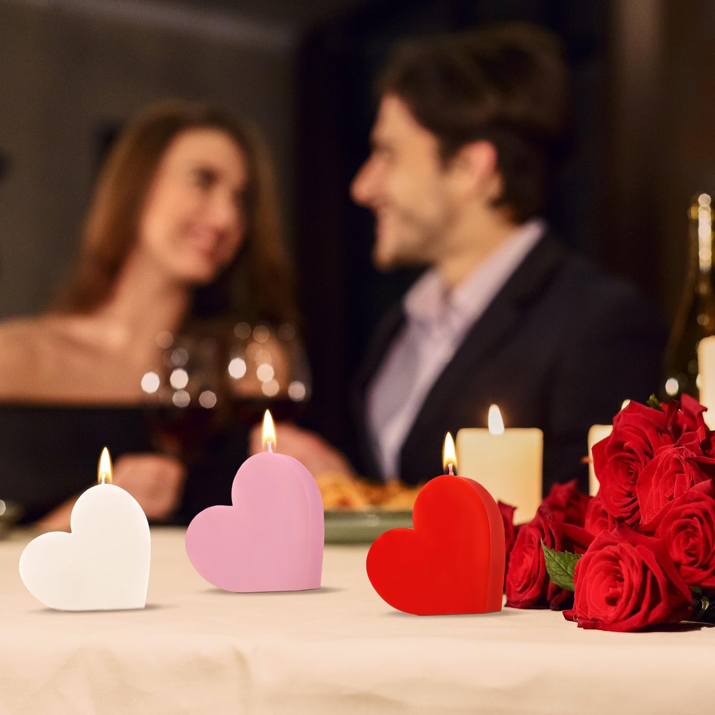 Mtlee 6 Pieces Valentine's Day Scented Candles Heart Shape Soy Candles Romantic Love Tealight Candle Gifts for Home Decor Valentine's Day Party Bedroom Room Table Decorations