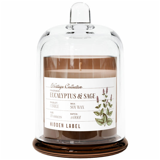 Eucalyptus & Alpine Sage Candle, 10oz Non Toxic Soy Candle in Clear Bell Jar, 55-Hour Clean Burn | Mountain Fresh Aromatherapy, Laboratory Aesthetic Home Décor, Luxury Gift for Clean Living