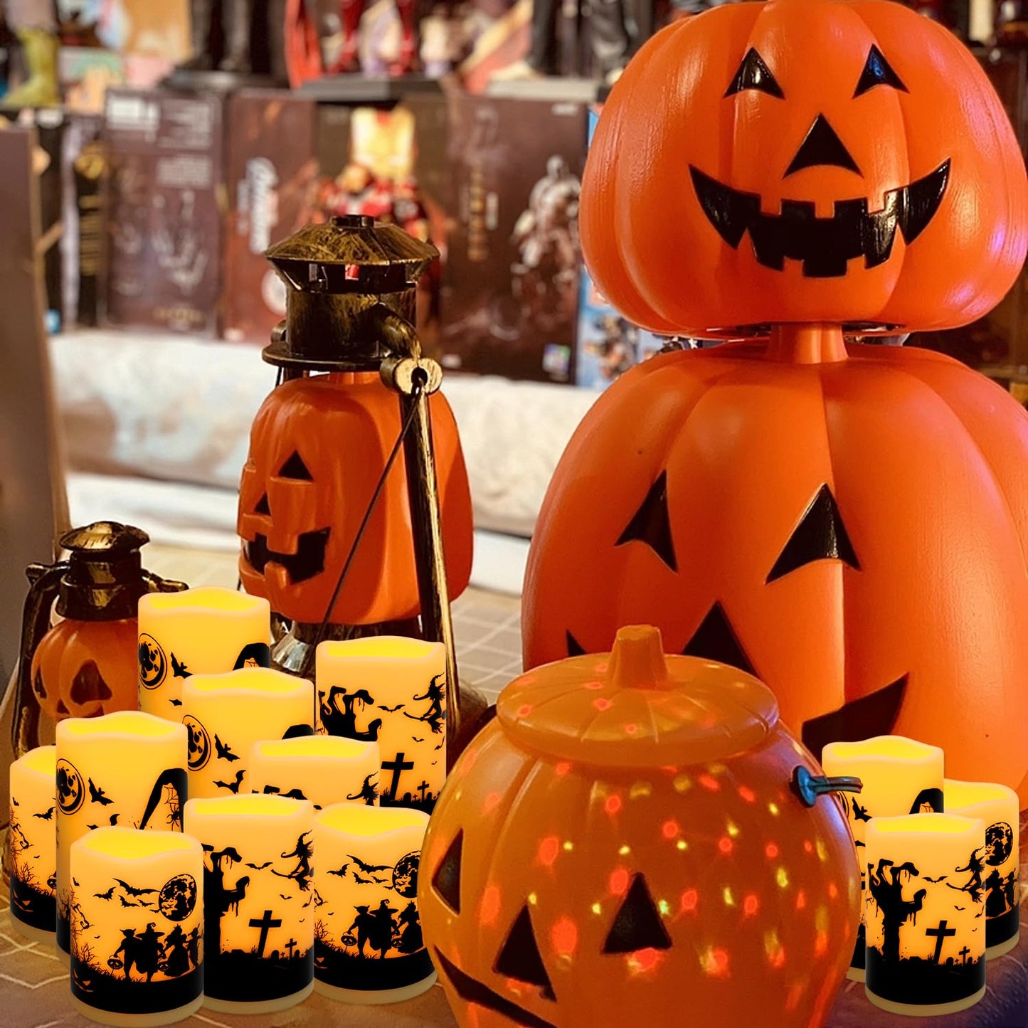 Aamdkcyu 12-Pack Waterproof Flameless LED Candles - Remote Control & Timer, Dimmable Flickering for Halloween Decor Indoor/Outdoor, Haunted House, Party, Graveyard