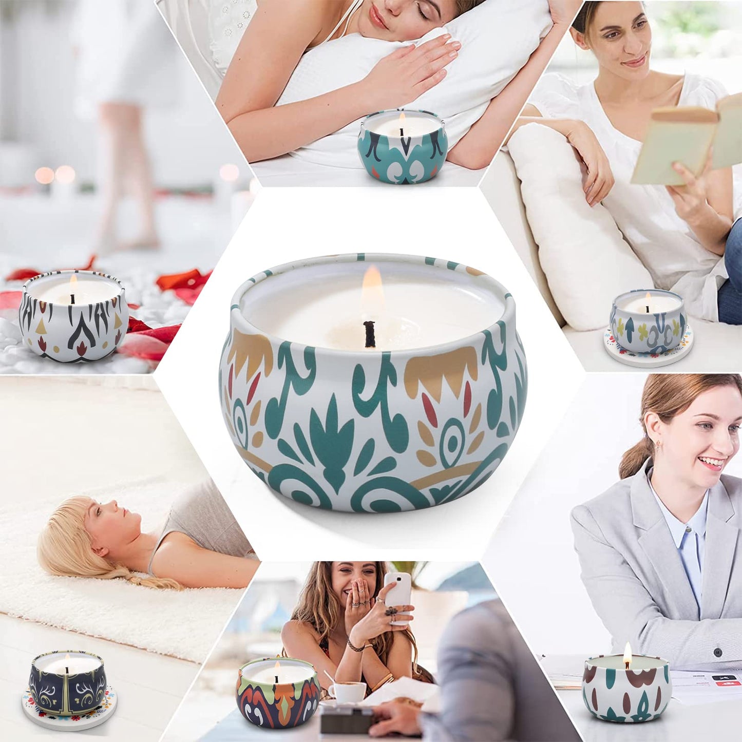 Scented Candles Gift Set, 10 Pack Candles for Home Scented, 250 Hour Long Lasting Soy Candle with Two Coasters, Gifts for Women, Aromatherapy Candle for Stress Relief, Relaxation, Bath, Yoga
