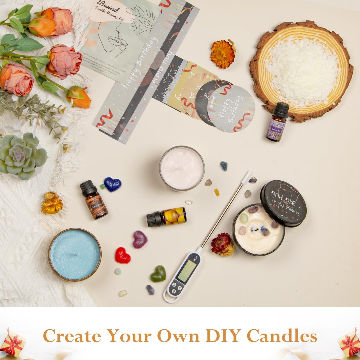 TBWIND Candle Making Kit, Soy Candle Making Supplies DIY Candle Craft Tools for Adults, Beginners with 8 Pleasant Scents, Melting Pot, Wicks, Wax, Dyes & More - DIY Starter Candle Making Kit